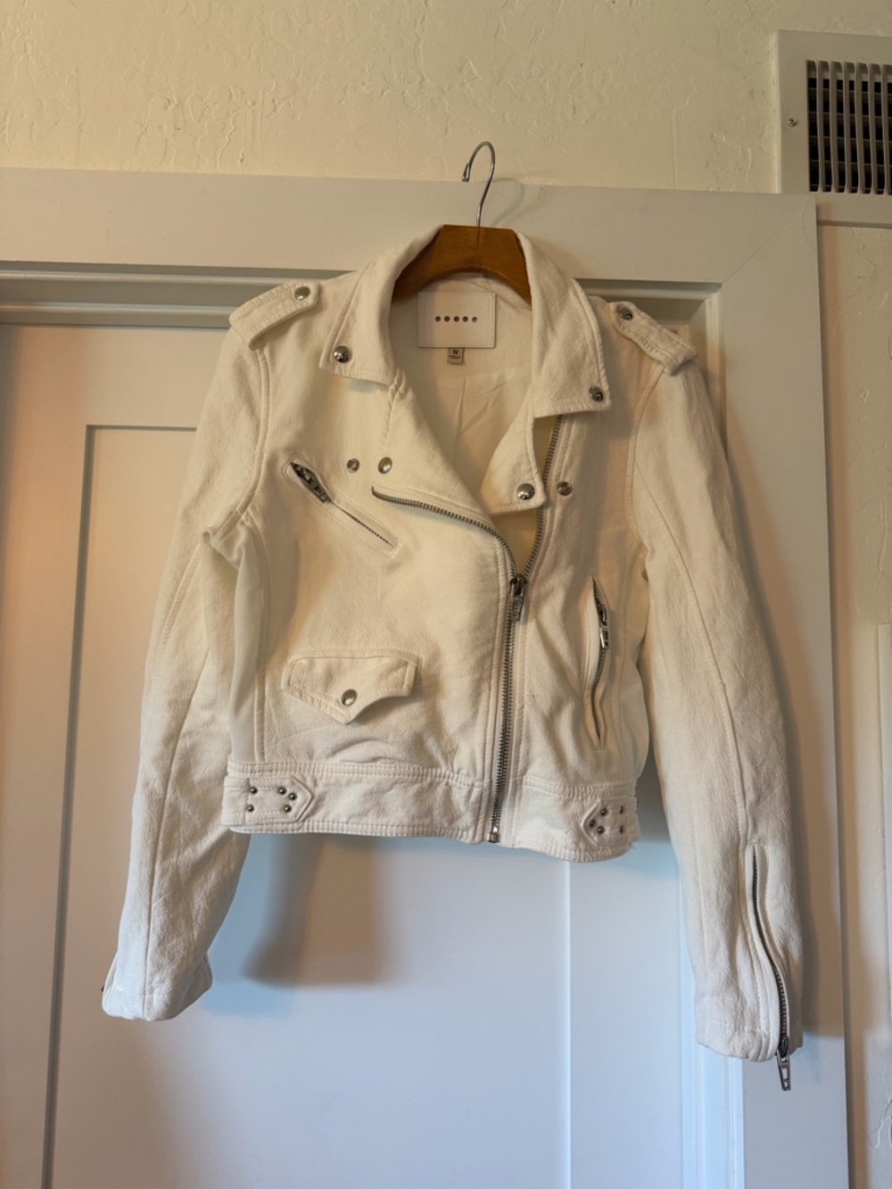 Blank NYC White Cropped Moto Leather Jacket